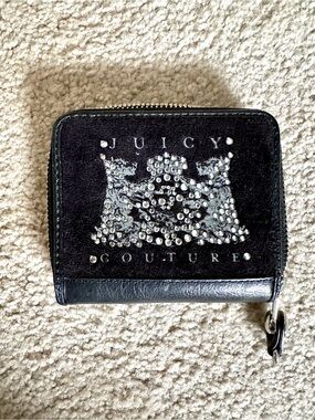Vintage Juicy Couture Black Velvet Rhinestone Wallet